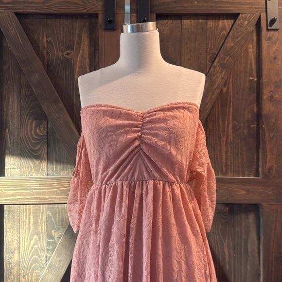 Elegant Off Shoulder Stretchy Lace Maternity Photography Dress High Belly Bump - Picture 4 of 13